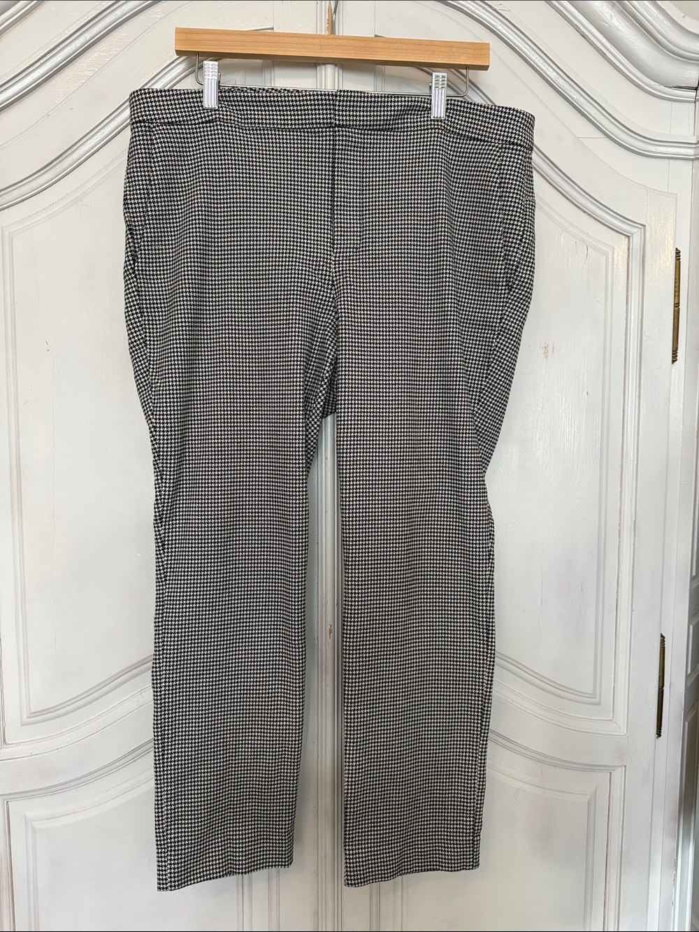 Lauren by Ralph Lauren Women’s Black & White Houndstooth Cropped Pants Size 14